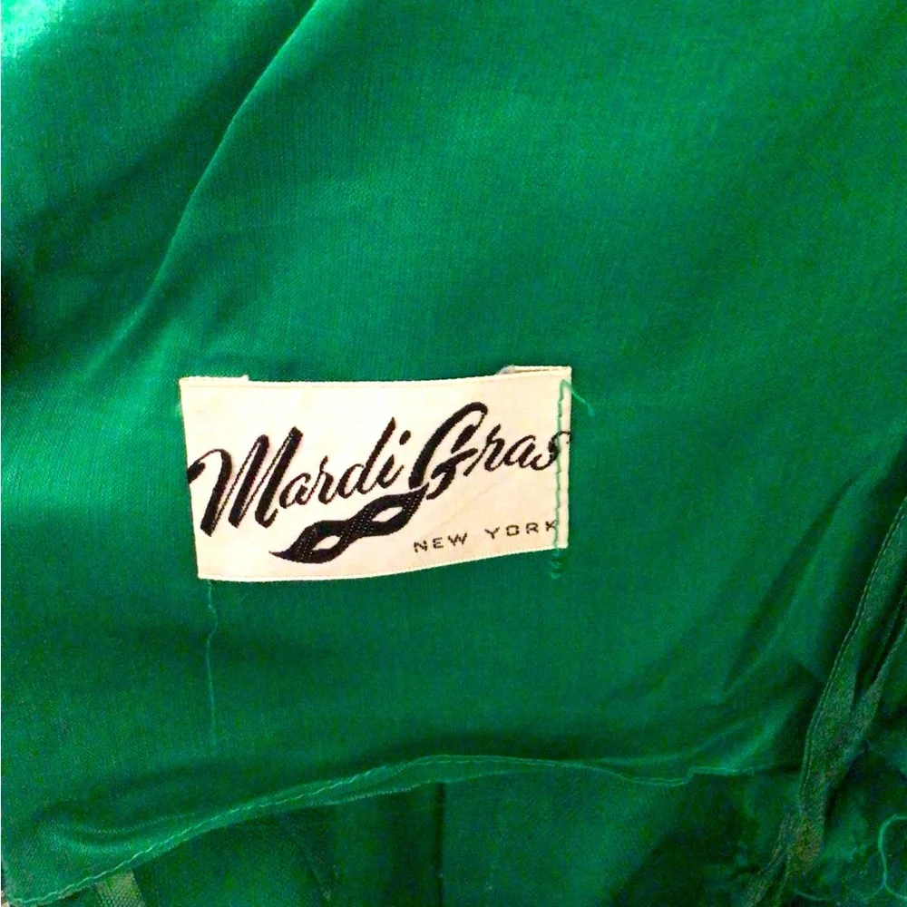 Vintage Kelly Green Silk Jacquard Dress☘️ - Picture 6 of 12